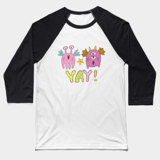 Two Cute Pink Monsters Baseball T-Shirt